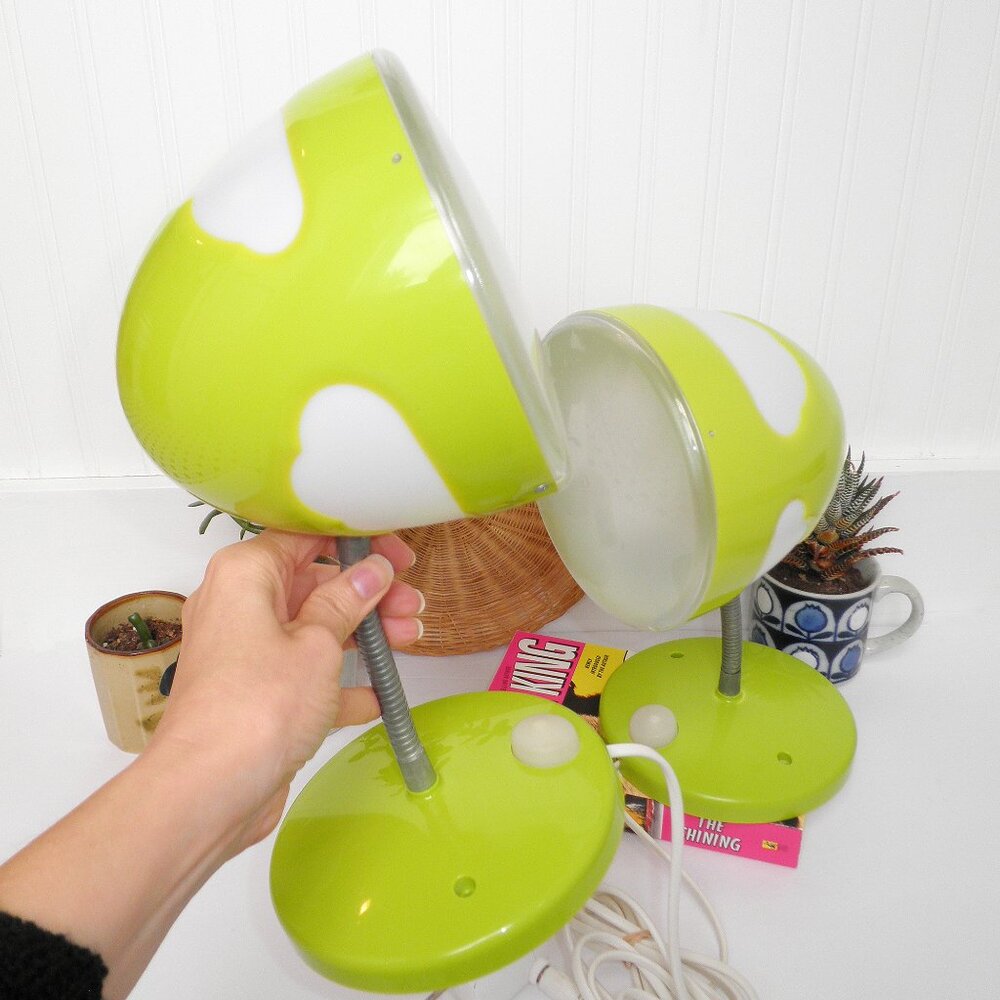Vintage IKEA 2000s Skojig Lime Green Pair of Cloud Mushroom Lamps Mountable Y2K - Picture 5 of 9